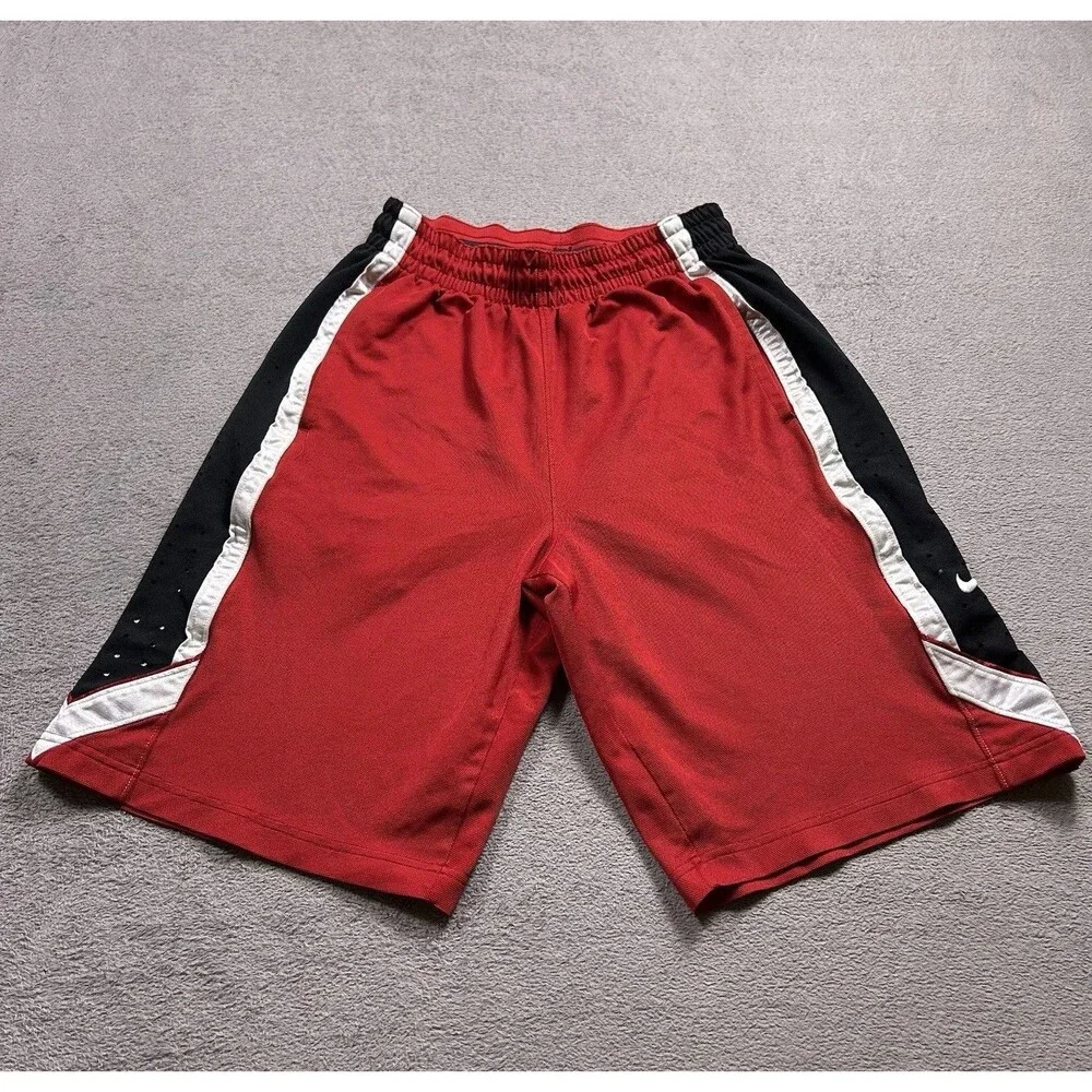 Nike Dri-Fit Athletic Basketball Shorts Mens S Red Black White Y2K Retro Gym